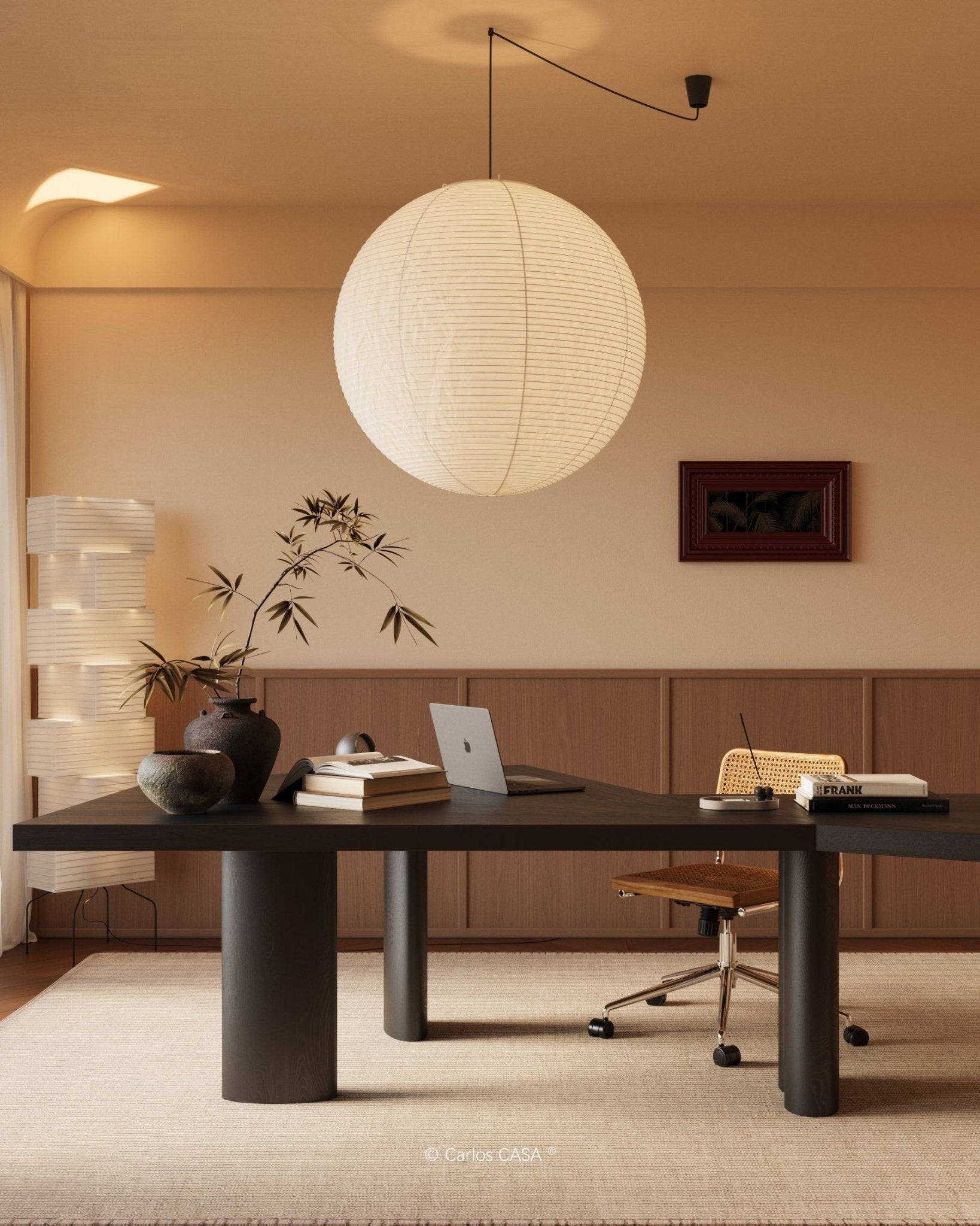 Solara Suspension Bambou Papier Washi Ronde - Neutralighting