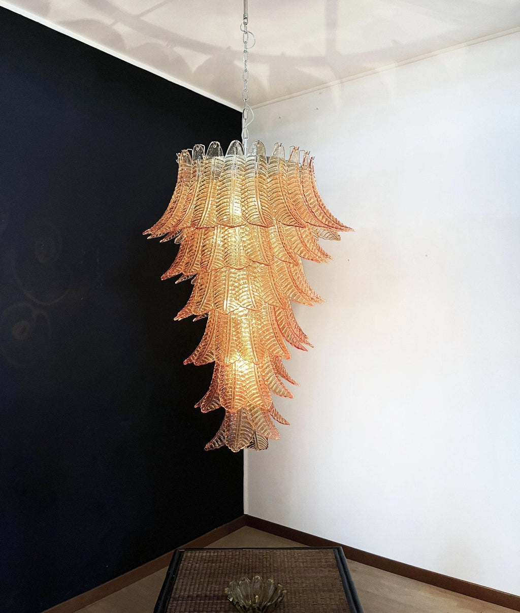Aurora Lustre Ambre Verre Feuille Superposé Déclaration Artistique - Neutralighting