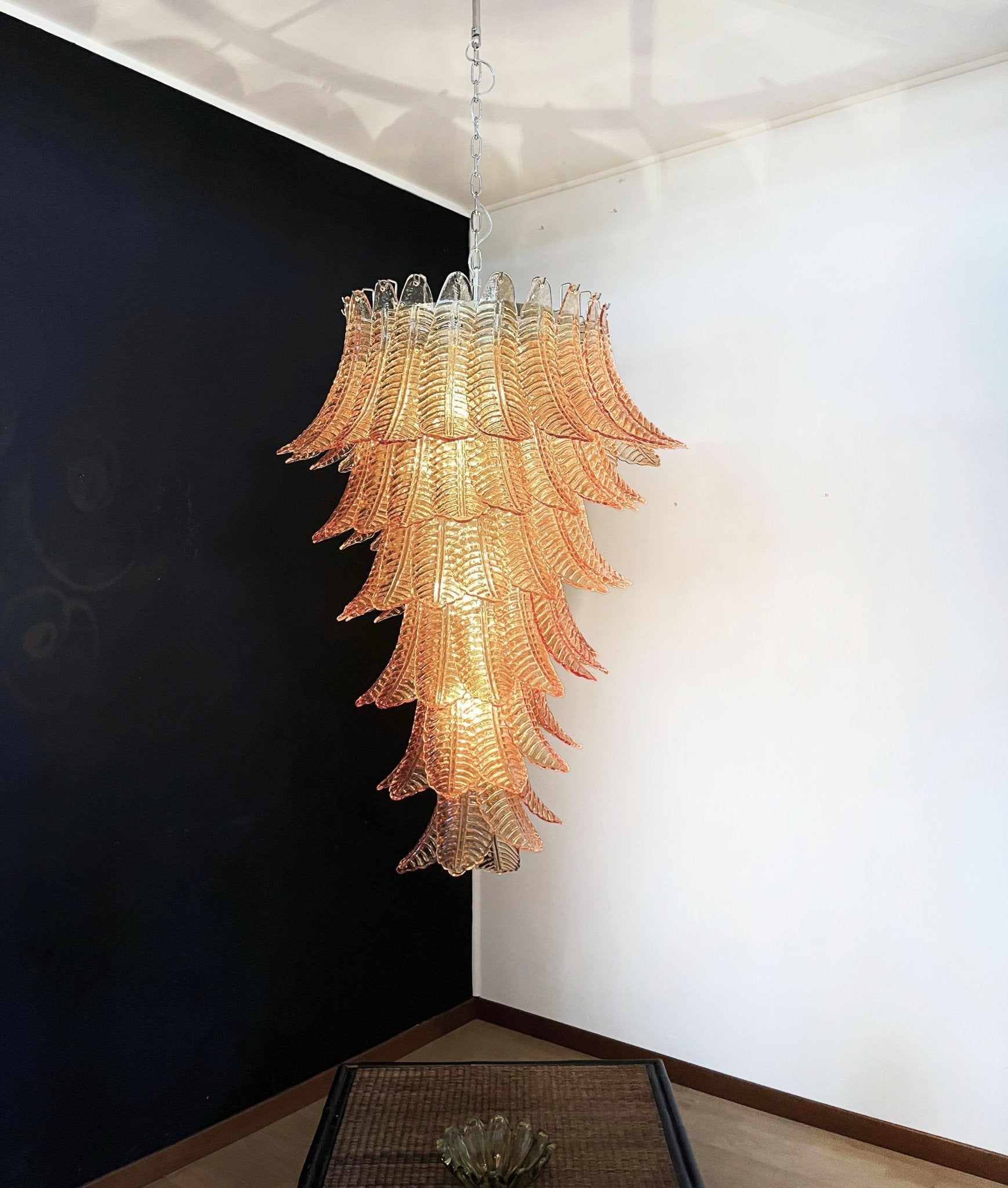 Aurora Lustre Ambre Verre Feuille Superposé Déclaration Artistique - Neutralighting