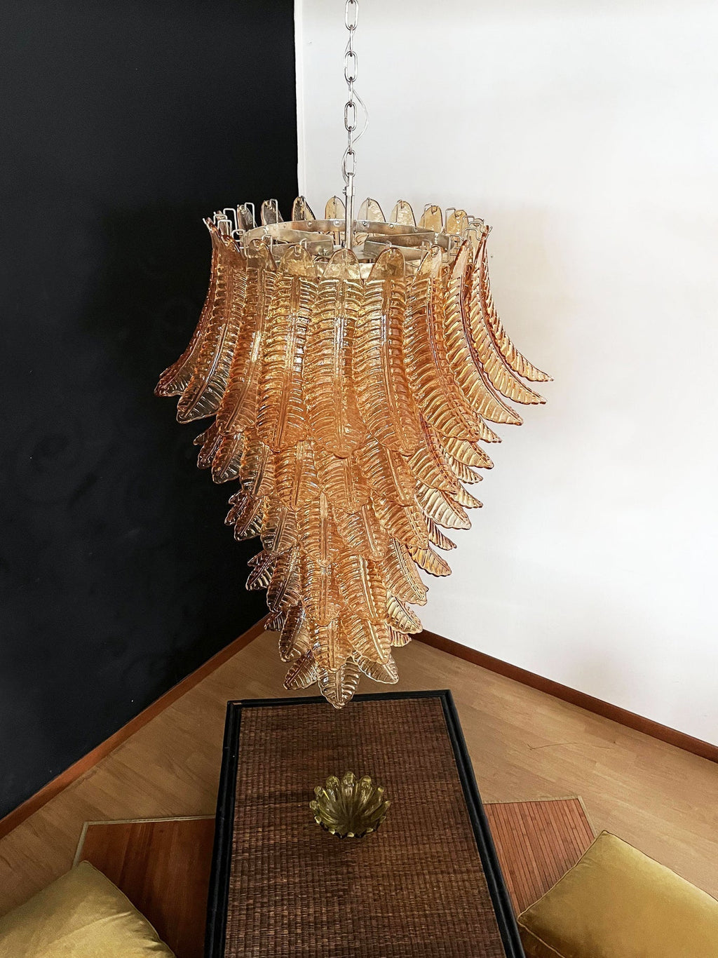 Aurora Lustre Ambre Verre Feuille Superposé Déclaration Artistique - Neutralighting