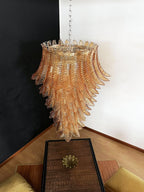Aurora Lustre Ambre Verre Feuille Superposé Déclaration Artistique - Neutralighting