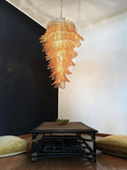 Aurora Lustre Ambre Verre Feuille Superposé Déclaration Artistique - Neutralighting
