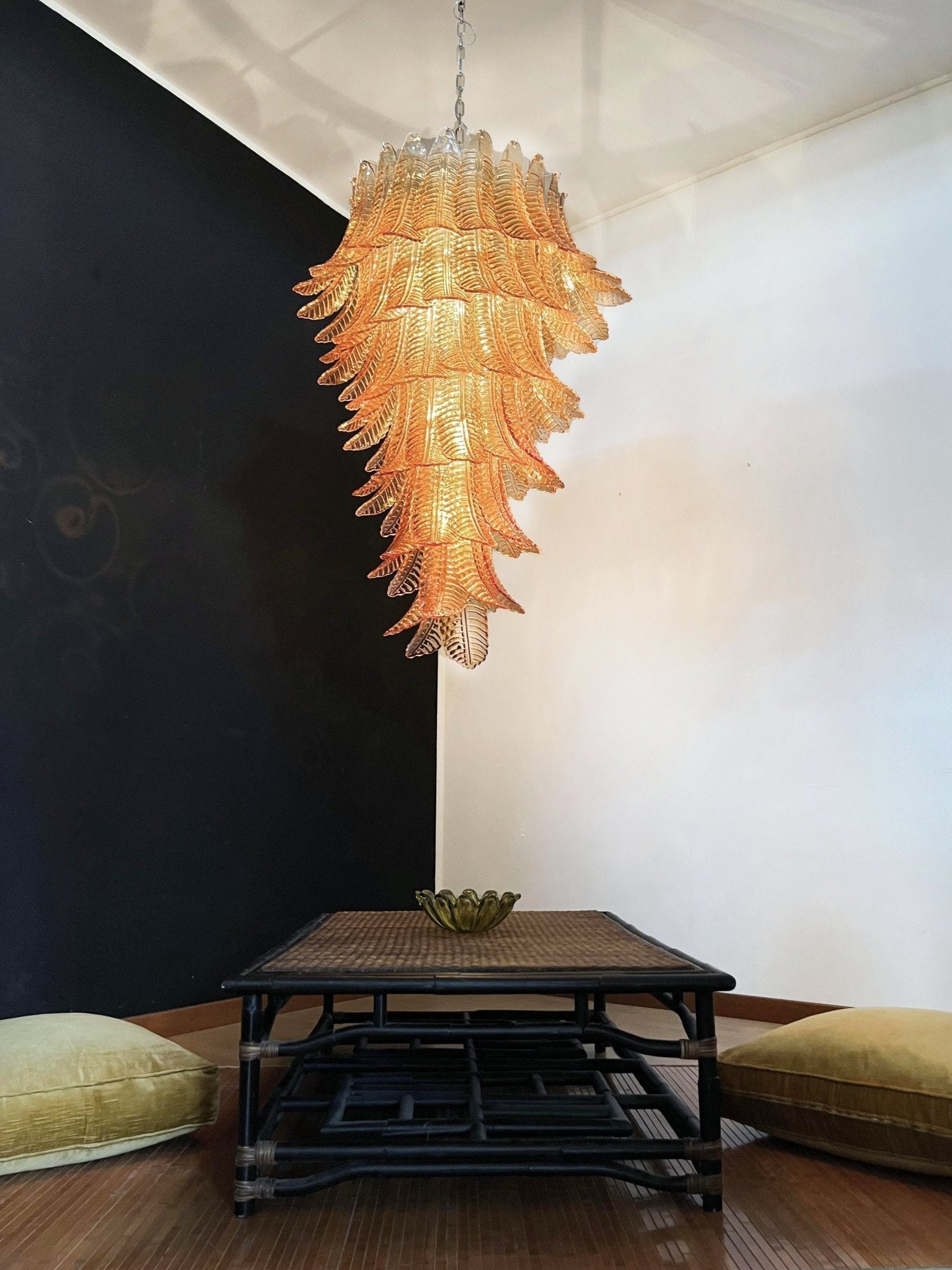 Aurora Lustre Ambre Verre Feuille Superposé Déclaration Artistique - Neutralighting