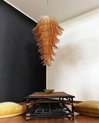Aurora Lustre Ambre Verre Feuille Superposé Déclaration Artistique - Neutralighting