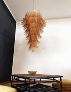 Aurora Lustre Ambre Verre Feuille Superposé Déclaration Artistique - Neutralighting