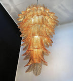 Aurora Lustre Ambre Verre Feuille Superposé Déclaration Artistique - Neutralighting