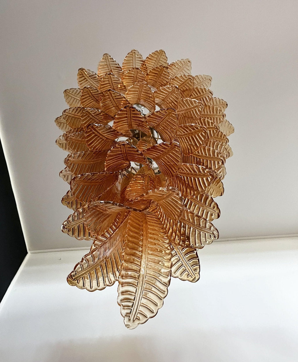 Aurora Lustre Ambre Verre Feuille Superposé Déclaration Artistique - Neutralighting