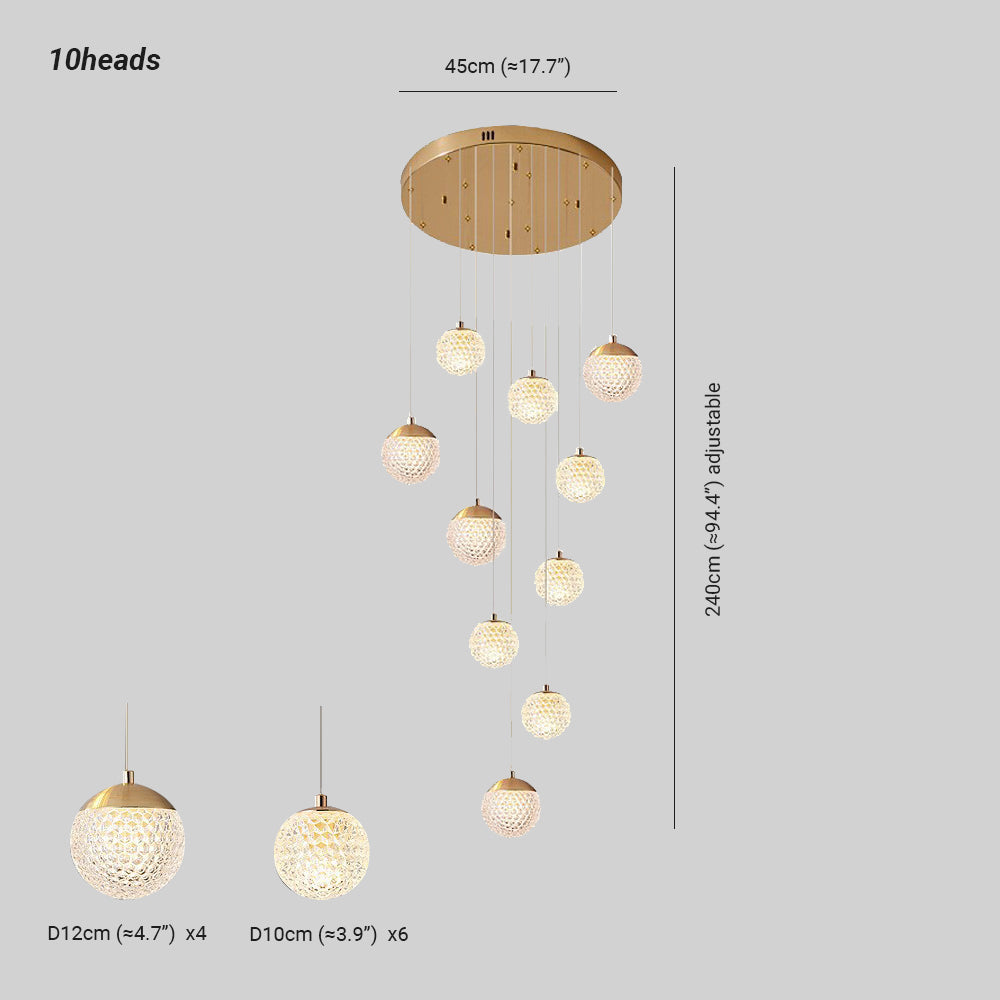 Arisha Luminaires Suspensions Multi/Bulle Moderne Métal/Acrylique Doré Chambre à Coucher - Neutralighting