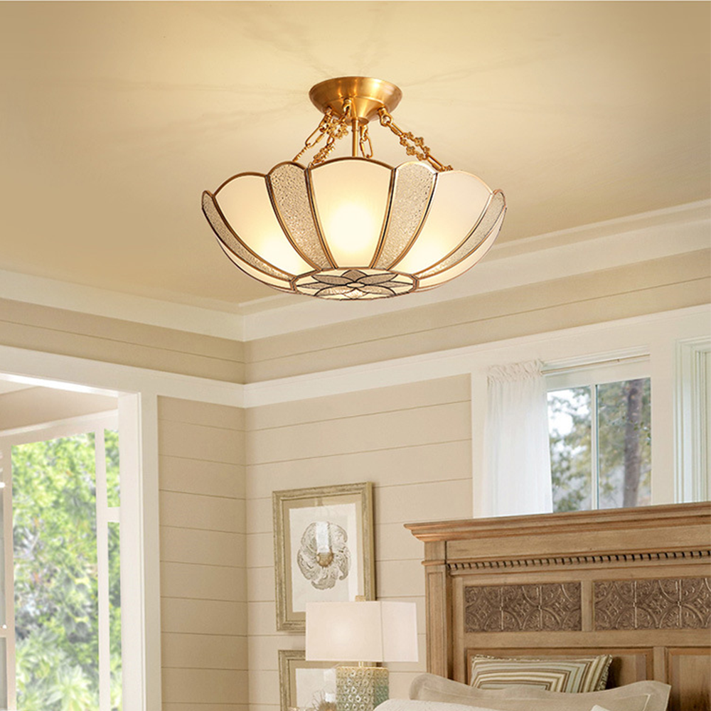 Silva Plafonnier Rétro Fleur Métal Verre Chambre à Coucher - Neutralighting
