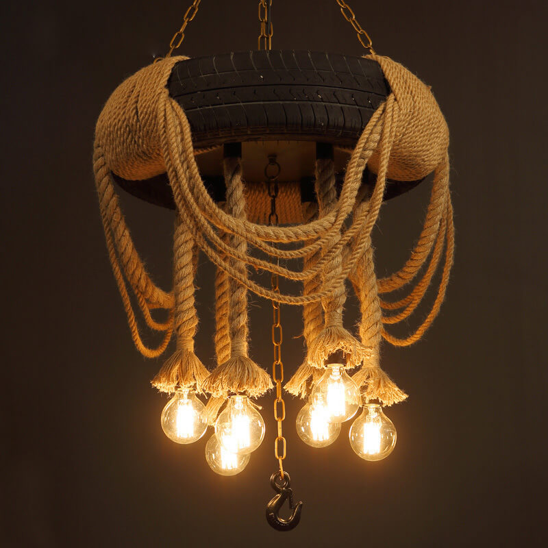 Epoch Vintage Industriel Lustre Pneumatique À Corde Salon - Neutralighting
