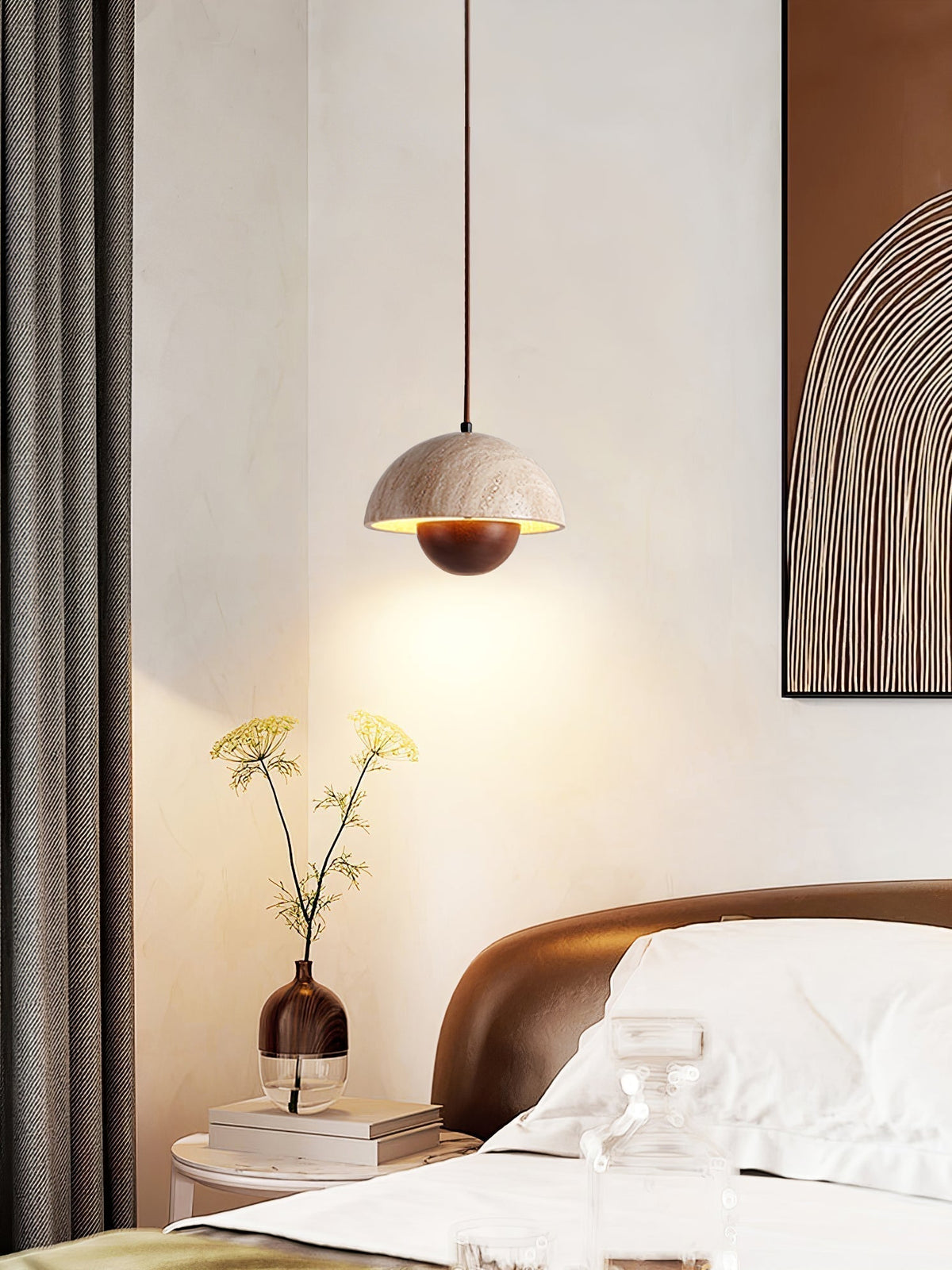 Ersile Suspension en Bois et Travertin - Neutralighting