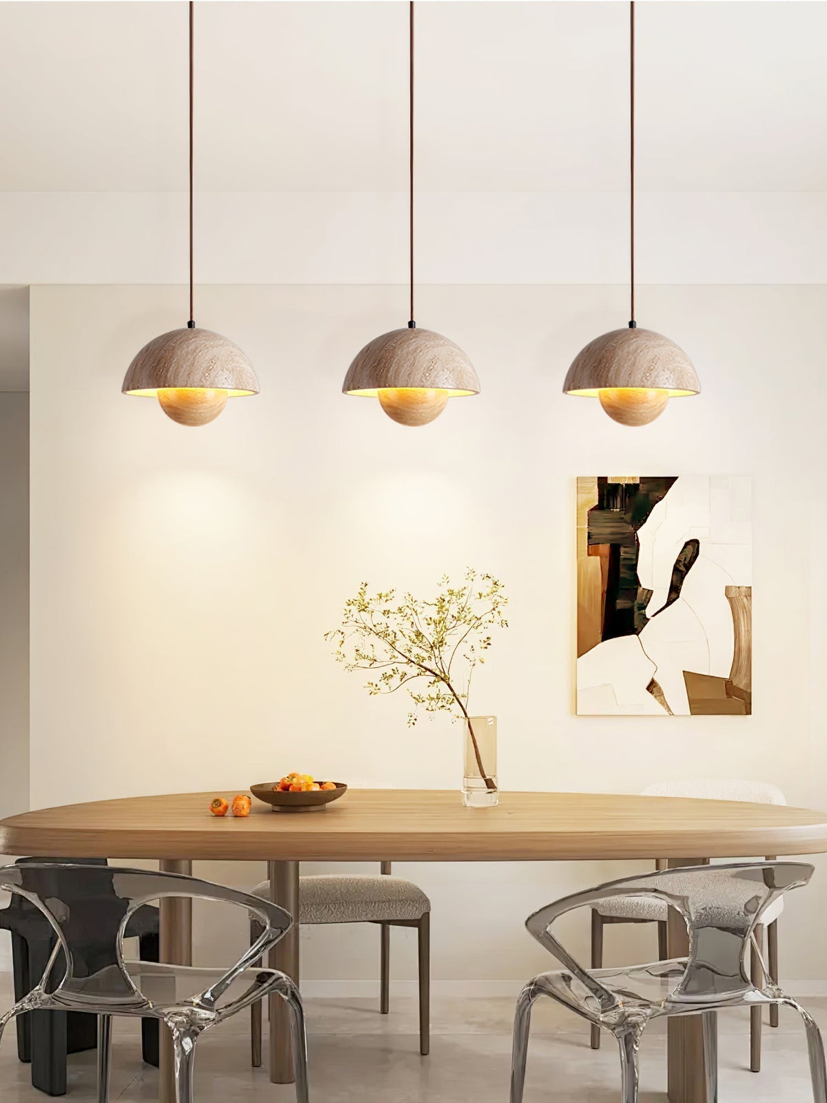 Ersile Suspension en Bois et Travertin - Neutralighting