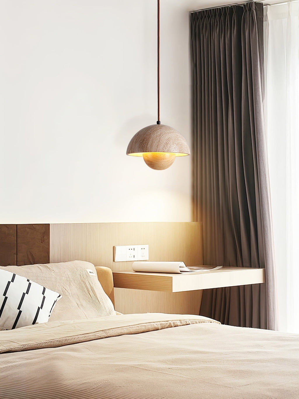 Ersile Suspension en Bois et Travertin - Neutralighting