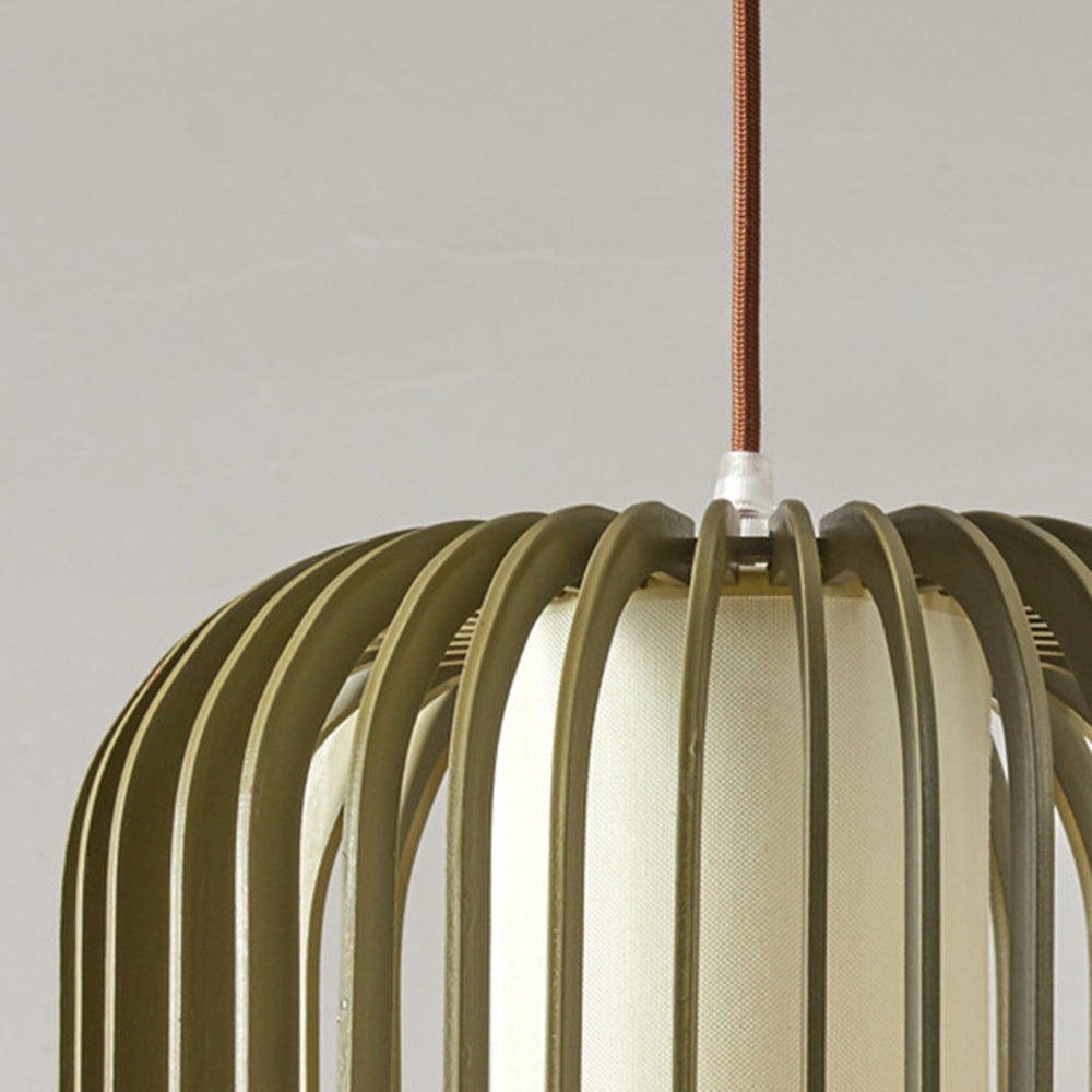 Muto Suspension cylindre Rustique, Bois/Tissu, Vert/Marron, Chamber à Coucher - Neutralighting