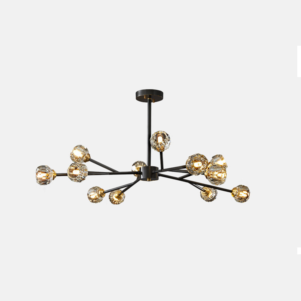 Valentina Luminaires Suspensions Multi Balle Moderne Cuivre/Cristal Noir/Doré Salon/Salle à Manger - Neutralighting