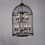 Arisha Industrielle LED Suspension Noir Métal Cristal Salon Salle à manger - Neutralighting