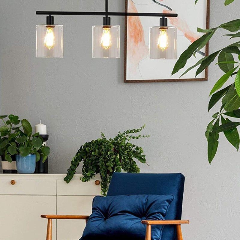 Arisha Minimaliste Industriel LED Lustre Noir Métal Cuisine Salon - Neutralighting