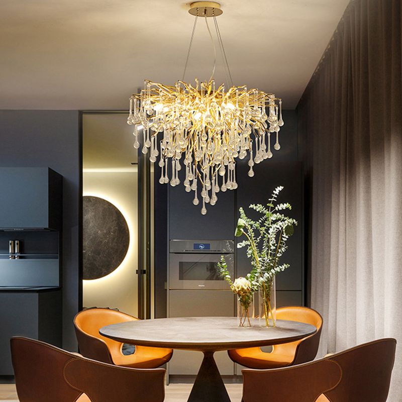 Arisha Lustre Fleur Luxueux, Metal/Cristal, Or, Salon - Neutralighting