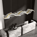 Yela Luminaires Suspensions Vague Moderne Métal/Acrylique Blanc/Doré Salon - Neutralighting