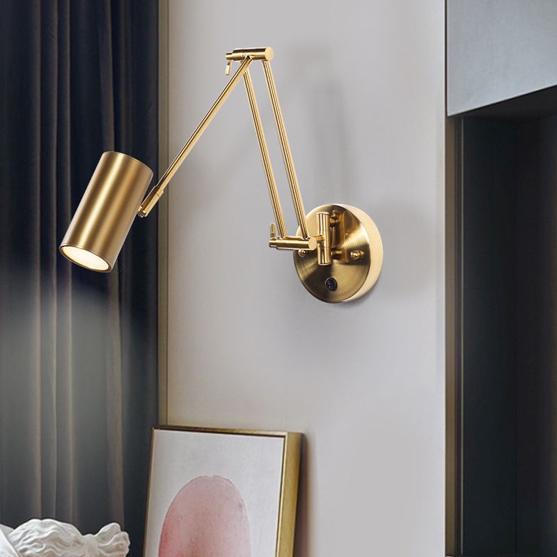 Arisha Applique Murale Cylindrique Réglable, Laiton/Or, Chambre - Neutralighting