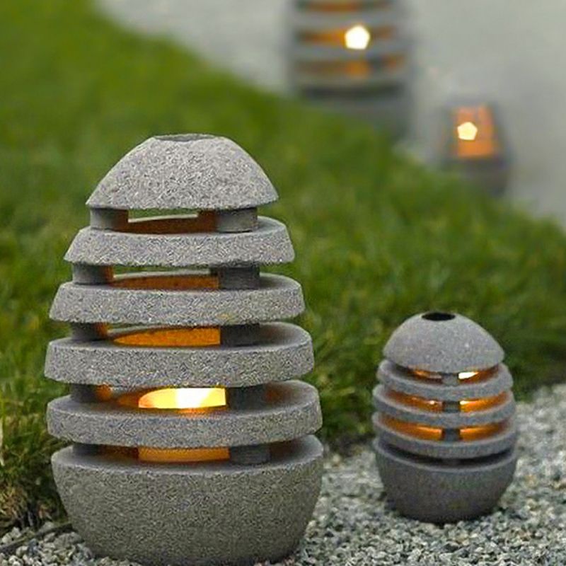 Ray Lampe Extérieure au Sol Pierre Moderne, Métal/Résine, Gris, Jardin - Neutralighting