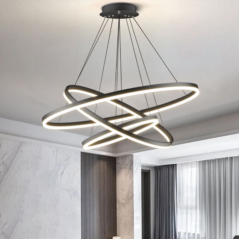 Arisha Suspension Anneau Moderne, Métal/Acrylique, Noir/Blanc, Salon - Neutralighting