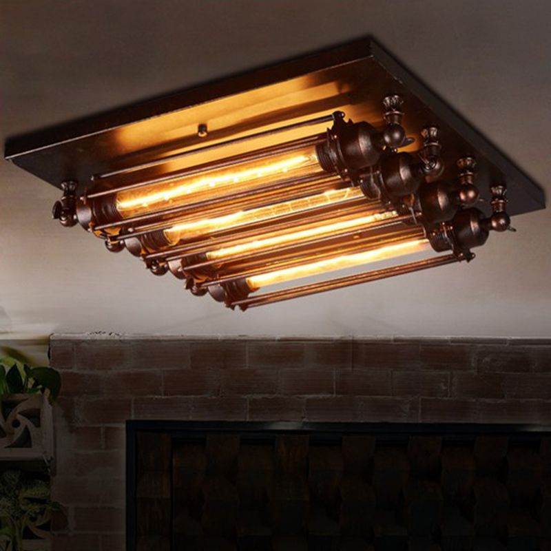 Silva Plafonnier Tube/Multi Vintage, Métal, Noir, Salon - Neutralighting