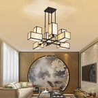 Arisha Lustre Carré Contemporain, Metal/Tissu, Noir/Or, Chambre - Neutralighting