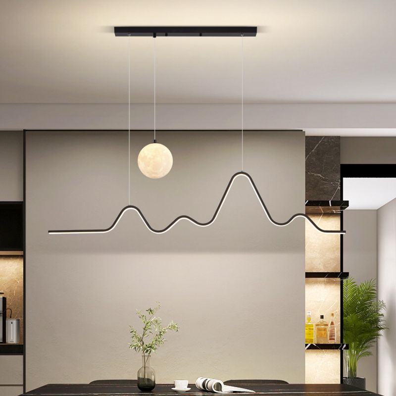 Arisha Suspension Linéaire Naturelle, Noir/Blanc/Or, Salon - Neutralighting