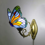 Arisha Applique Murale Papillon Tiffany, Métal/Verre, Bleu/Rouge/Multi-Couleurs/Bleu Clair - Neutralighting