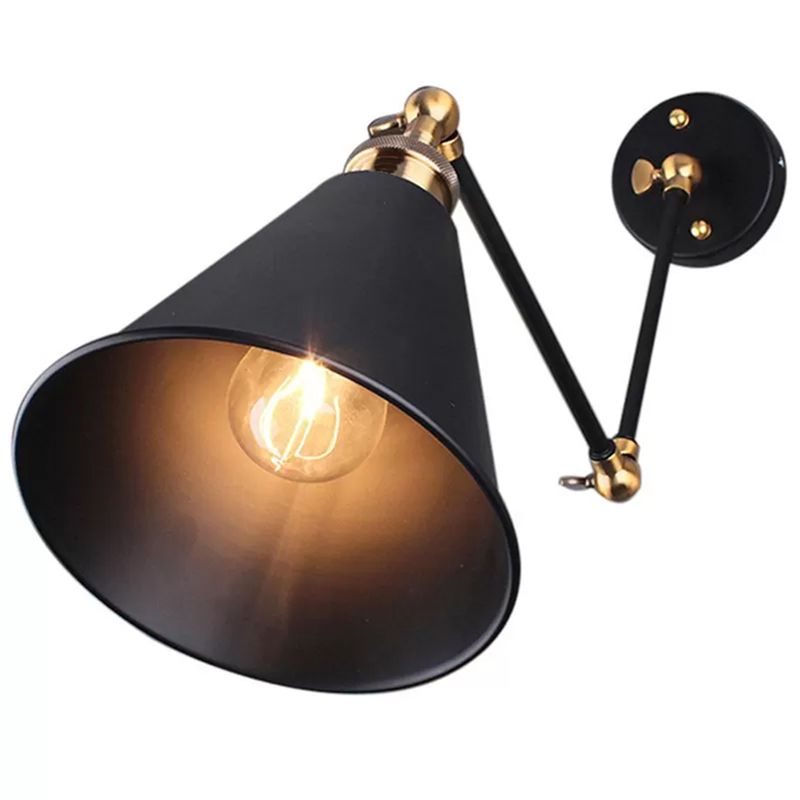 Silva Applique Murale Réglable Rétro, Métal, Noir/Clair - Neutralighting