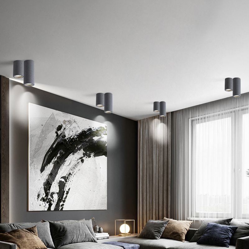 Arisha Plafonnier Cylindre Moderne, Ciment, Blanc/Gris Foncé/Gris Clair, Salon - Neutralighting