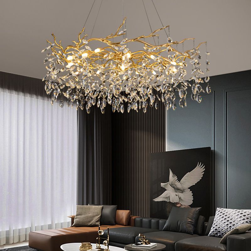 Kristy Lustre Branche Moderne Cristal/Métal Doré Salon - Neutralighting