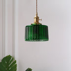 Valentina Suspension Cylindre/Géométrie Vintage, Métal/Verre, Vert, Salle à Manger - Neutralighting