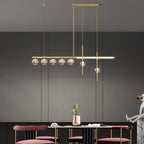 Kristy Suspension Linéaire/Sphère Moderne, Métal/Cristal, Doré, Salle à Manger - Neutralighting