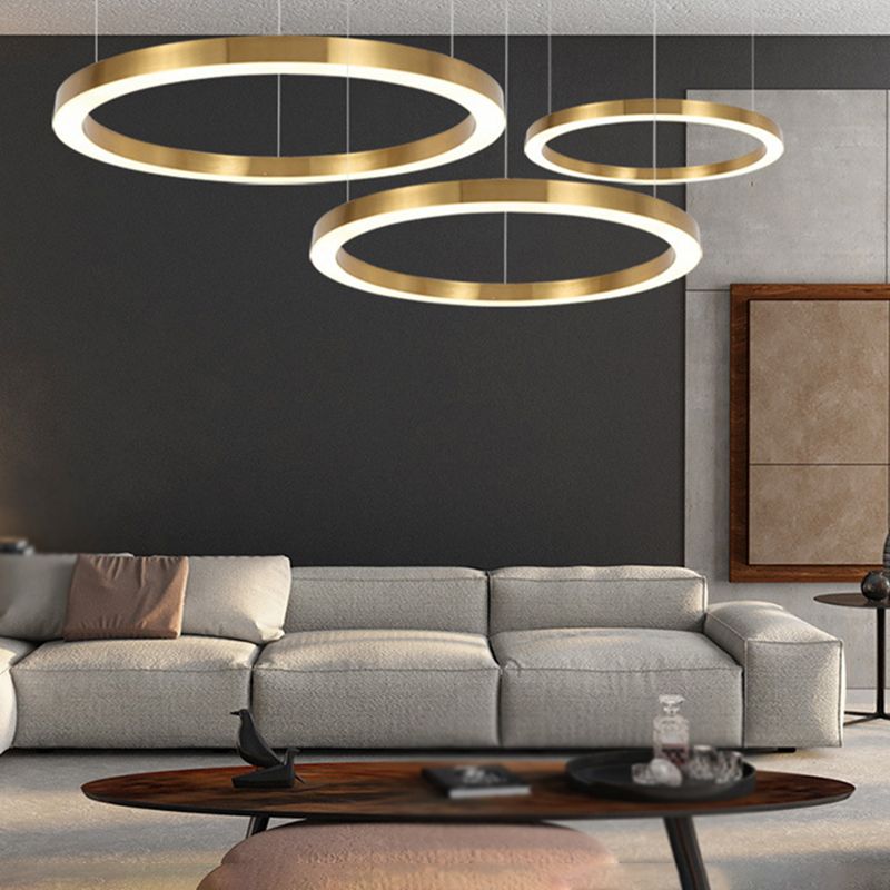 Arisha Suspension Anneau Moderne, Métal/Acrylique, Dorée, Salon - Neutralighting