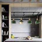 Valentina Suspension Cylindre/Géométrie Vintage, Métal/Verre, Vert, Salle à Manger - Neutralighting