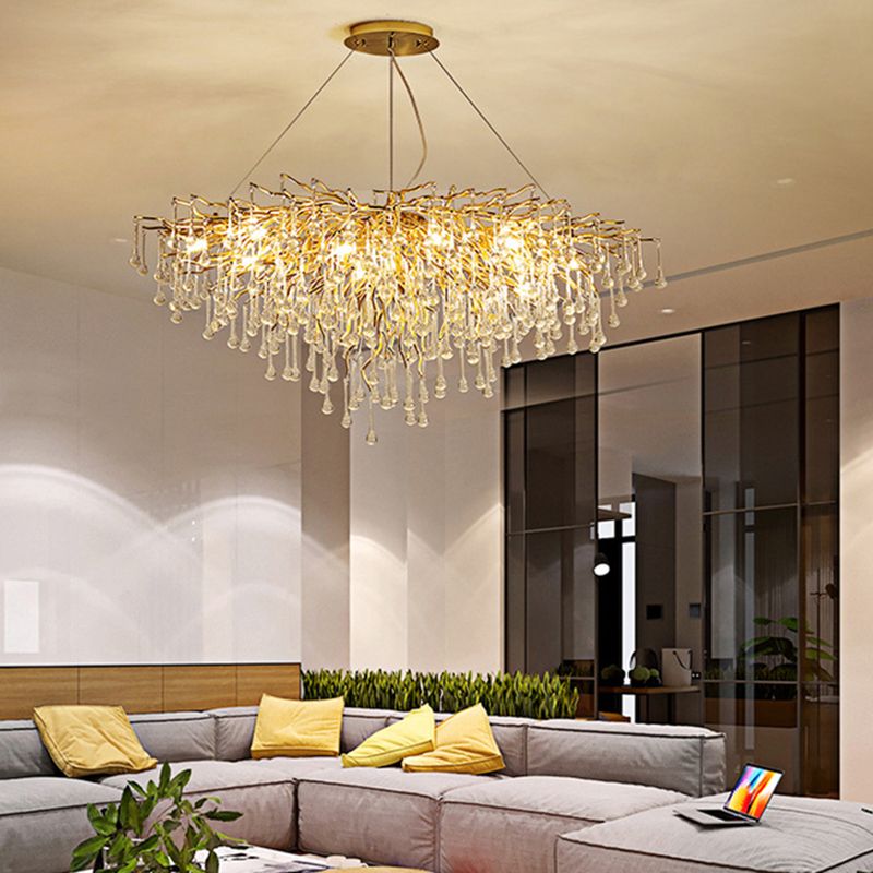 Arisha Lustre Fleur Luxueux, Metal/Cristal, Or, Salon - Neutralighting