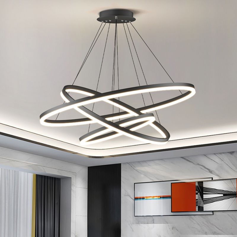 Arisha Suspension Anneau Moderne, Métal/Acrylique, Noir/Blanc, Salon - Neutralighting