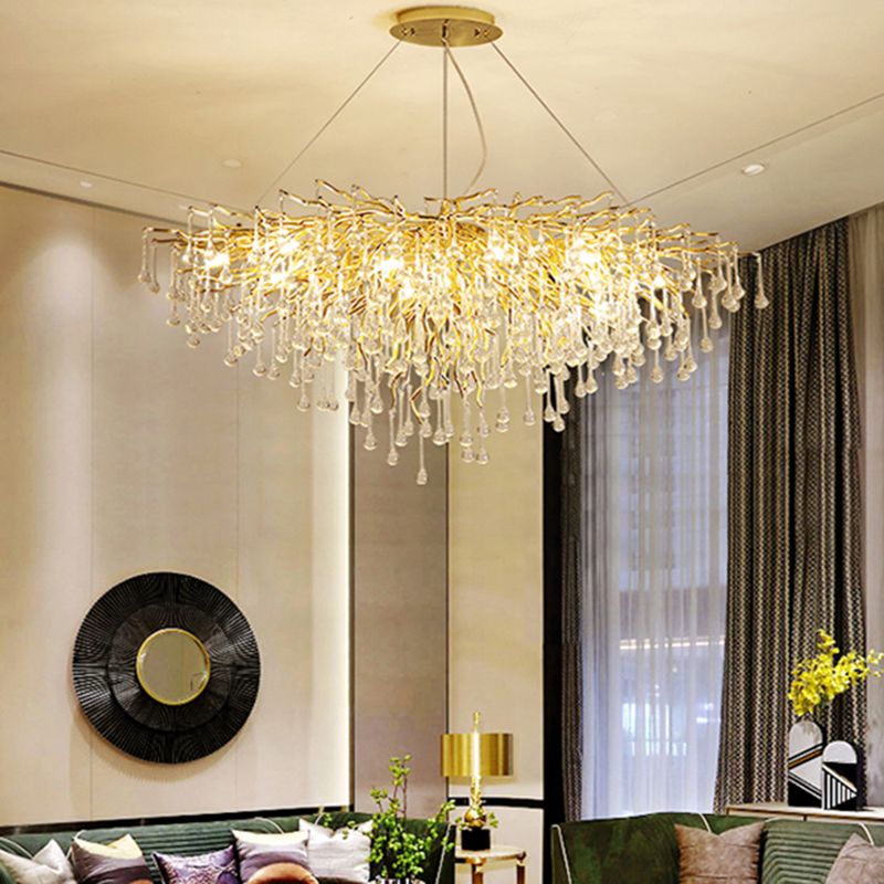 Arisha Lustre Fleur Luxueux, Metal/Cristal, Or, Salon - Neutralighting