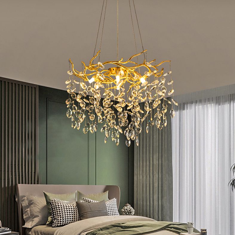 Kristy Lustre Branche Moderne Cristal/Métal Doré Salon - Neutralighting