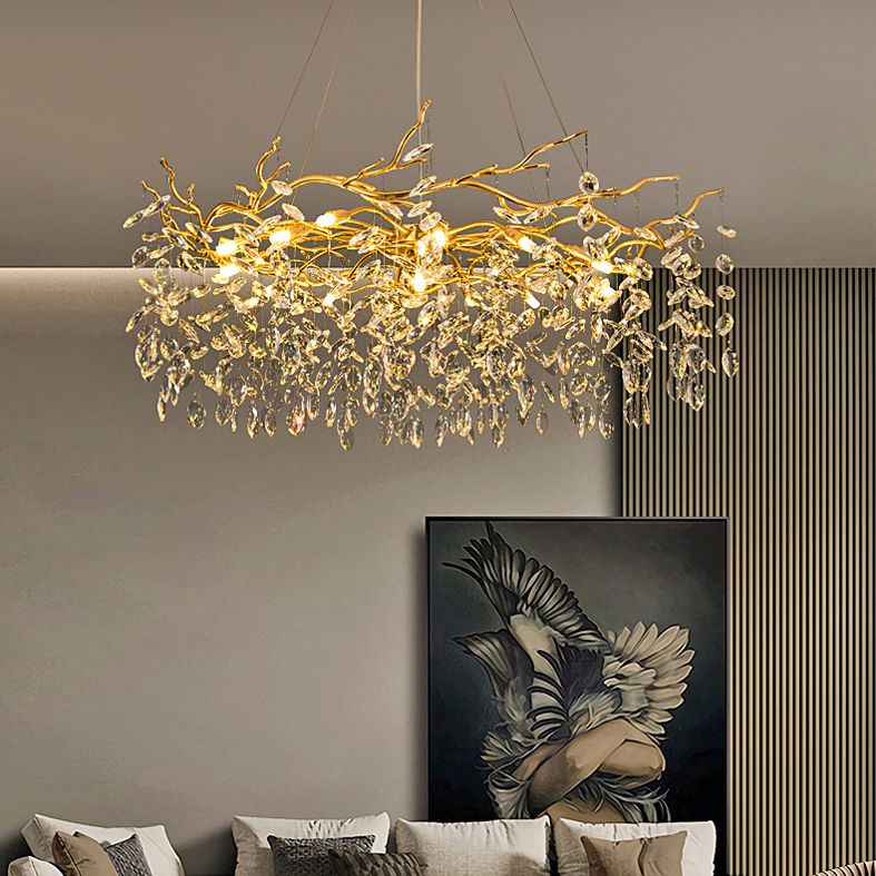 Kristy Lustre Branche Moderne Cristal/Métal Doré Salon - Neutralighting