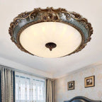 Tiffany Plafonnier Dôme Vintage, Résine/Métal, Laiton, Salon - Neutralighting