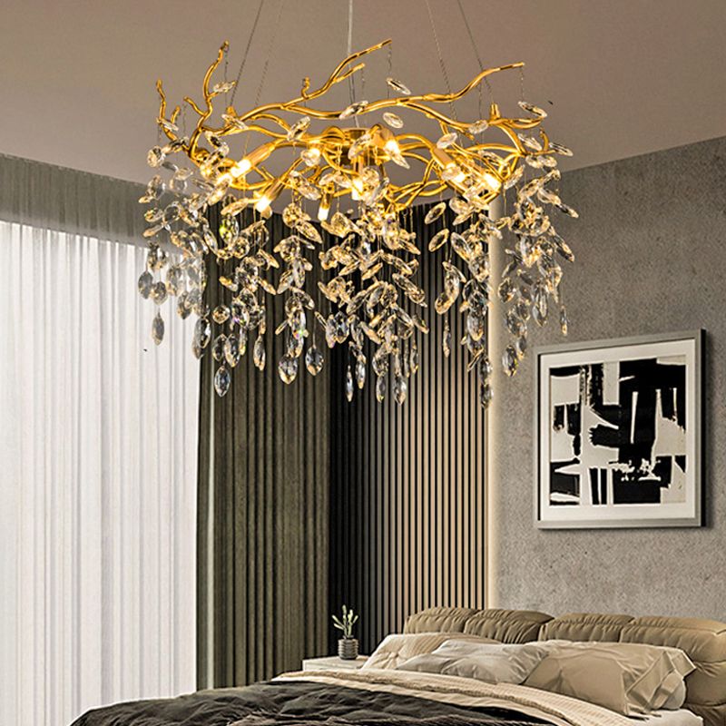 Kristy Lustre Branche Moderne Cristal/Métal Doré Salon - Neutralighting