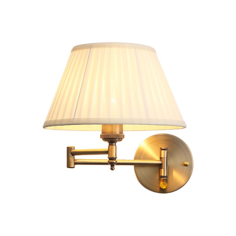 Arisha Applique Murale Réglable Vintage, Tissu, Blanc/Beige, Chambre - Neutralighting