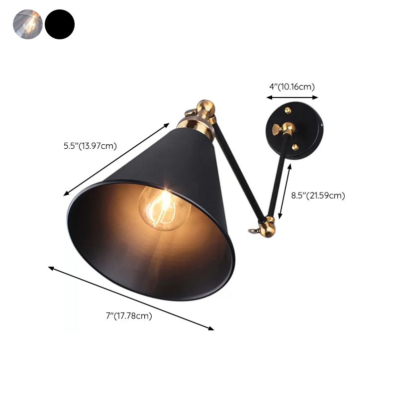 Silva Applique Murale Réglable Rétro, Métal, Noir/Clair - Neutralighting