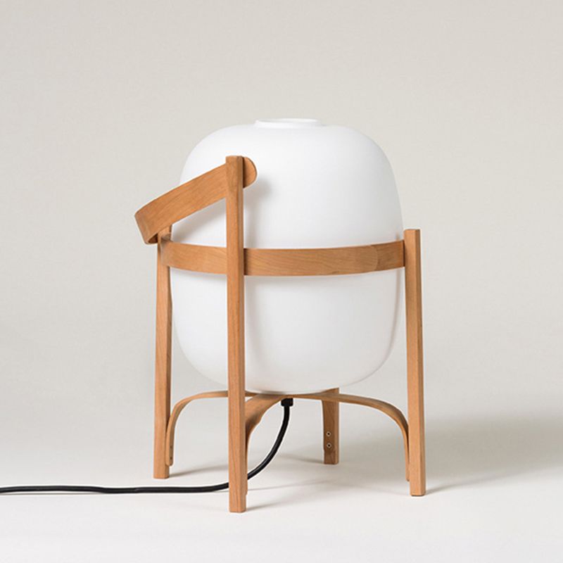 Muto Lampadaire Lanterne Moderne, Bois/Verre, Blanc/Bois, Salon - Neutralighting