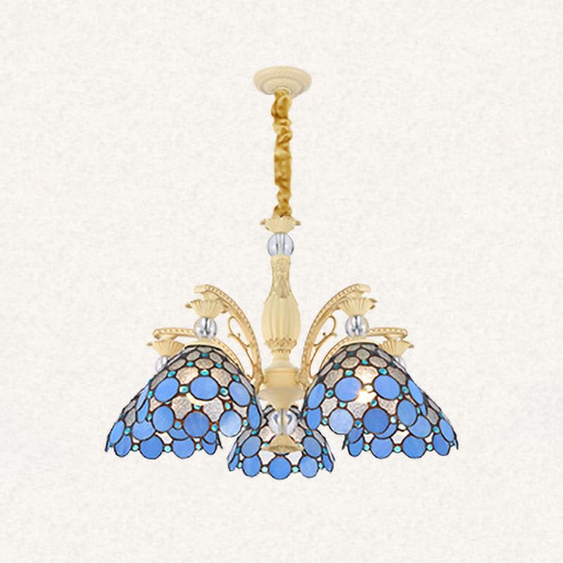 Silva Fleur Vintage LED Suspension Bleu Métal Verre Salon Chambre à Coucher - Neutralighting