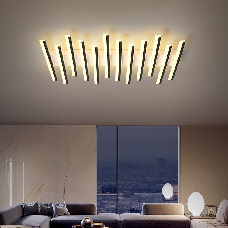 Arisha Plafonnier Multi/Linéaire Moderne, Métal/Acrylique, Noir, Salon - Neutralighting
