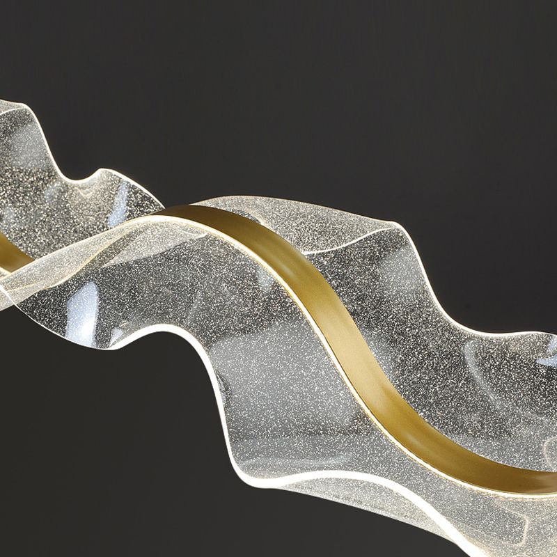 Yela Luminaires Suspensions Vague Moderne Métal/Acrylique Blanc/Doré Salon - Neutralighting